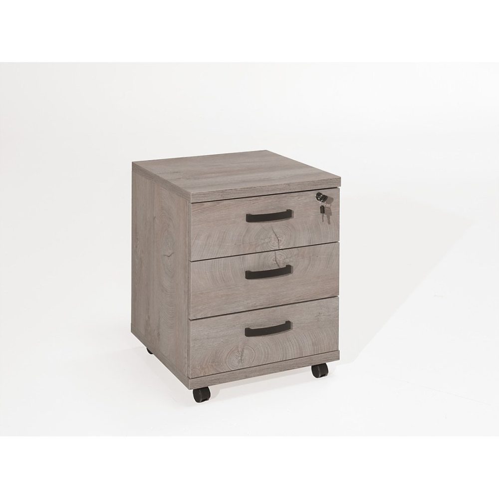 Caisson de rangement bureau 3 tiroirs coloris chene brut . Collection YUKON . Meublorama – Réf. BDRQZDPWF4993783919