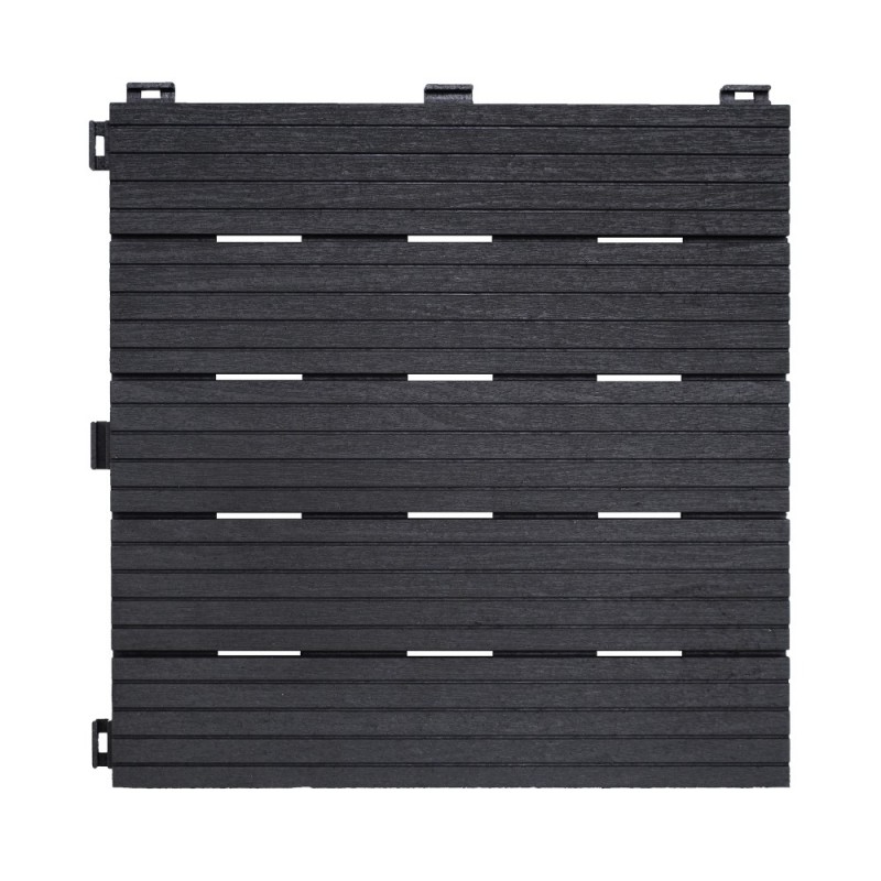 Dalles clipsables caoutchouc recyclé gris - lot de 6 - 30x30 cm