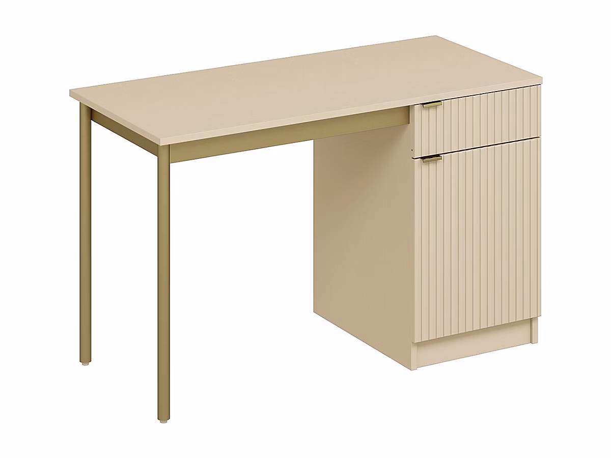 Bureau avec rangements – MDF et métal, Beige et doré, MILIAKI