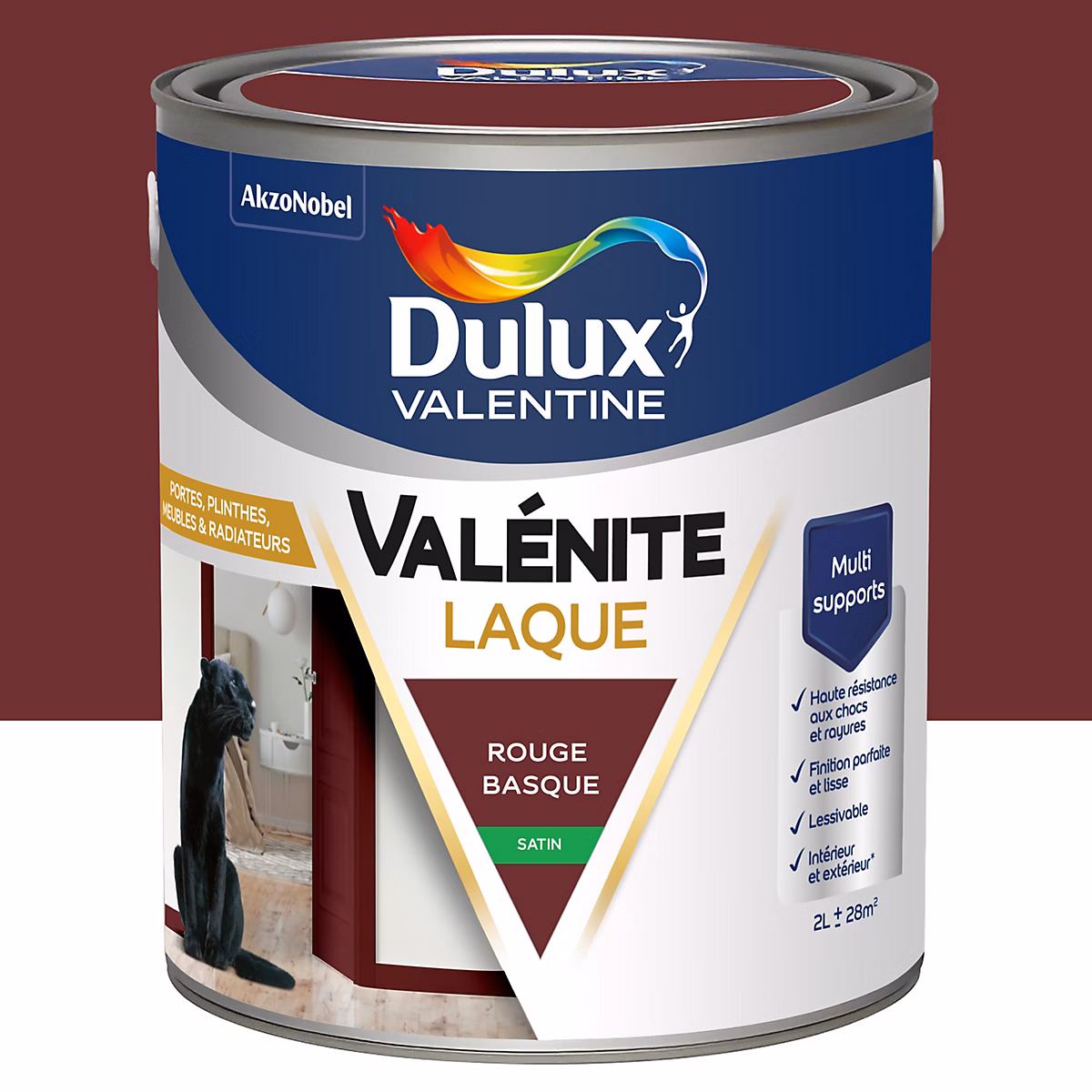 Peinture intérieure – Laque Valénite Dulux Valentine Acrylique satin rouge basque 2L
