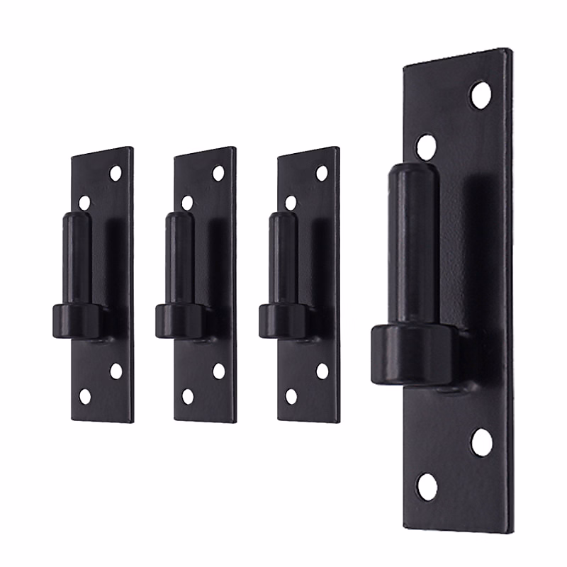 4 Gonds sur platine – Noir, Diamètre 14 mm, Acier, pour Volet Battant Bois ou PVC