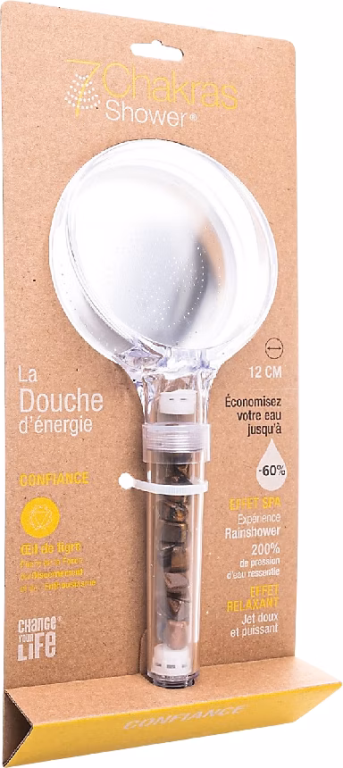 Pommeau de douche, flexible et barre de douche – Douchette 1 jet Œil de tigre 12 cm 7ChakrasShower Change your life