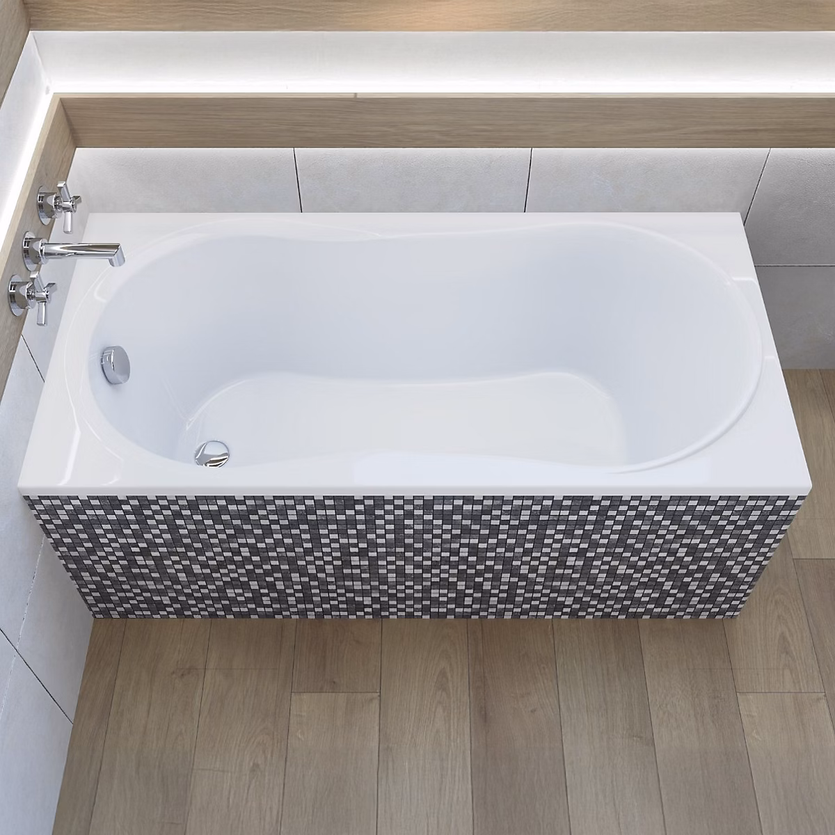 Baignoire rectangulaire 180 x 80 GRACJA acrylique blanc + Support stabilisateur en polystyrène + Pieds + Vidage à chromé | Baignoire