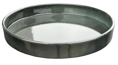 Extérieur moderne：Soucoupe pour pot évasé coloris gris en métal recyclé - 23,5 x 23,5 x 3 cm