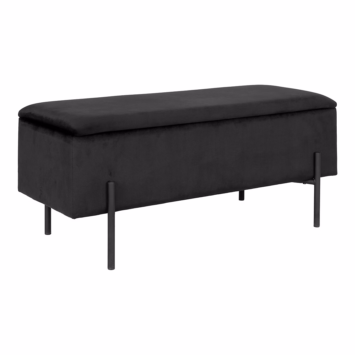 Banc Watford en Velours Noir avec Rangement Pratique – 95 × 36, 5 × 43 cm HN1207