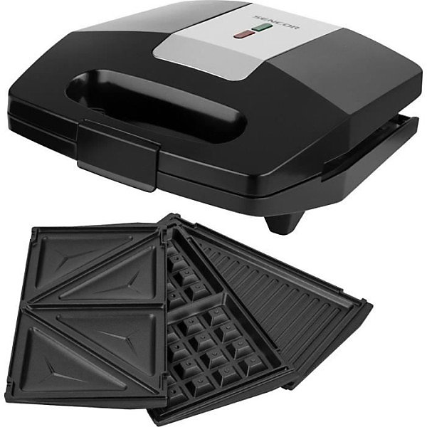 Appareil | Machine a Croque Monsieur Appareil a 3 en 1 – SENCOR – SSM 9410SS – 700 W – 3 plaques – Boîtier CoolTouch – Argent