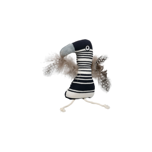 JOUET POUR CHAT 'ZWAWI' FLAMINGO™️ - OISEAU BLANC/NOIR - 13x3,2x17,5CM