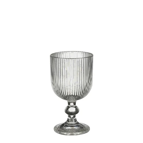 Idée nature：Verre à vin à pied en verre cannelé Merlot - Ø 14,5 x H 8 cm