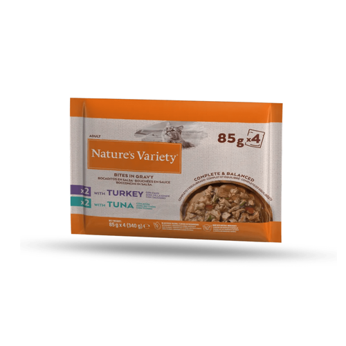 BOUCHÉES EN SAUCE NATURE'S VARIETY® DINDE/THON - 85GR - X4 SACHETS