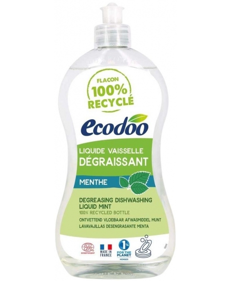 Ecodoo - Liquide vaisselle écologique ultra dégraissant Menthe Vinaigre - 500 ml