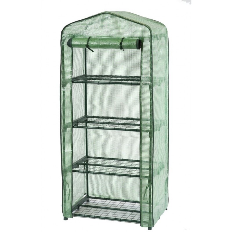 Serre de jardin avec étagères 4 niveaux - cadre métal époxy 1,3 m²