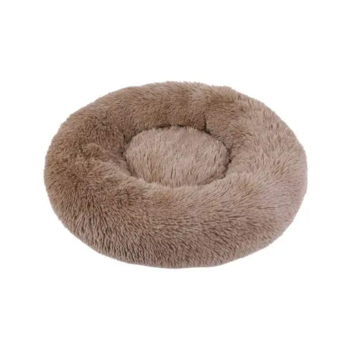 Jardin durable：Corbeille ronde moelleuse beige pour chien et chat Wouapy - 60 cm