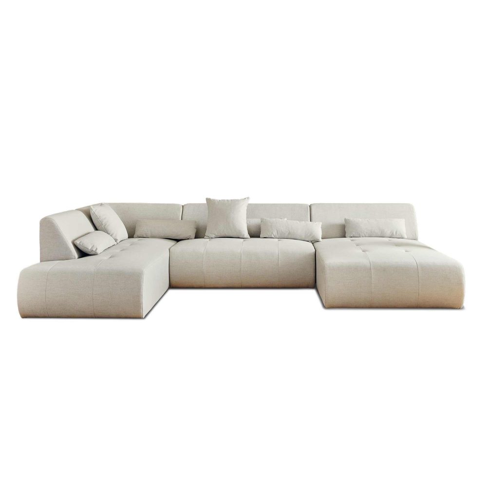 BEST MOBILIER Onyx - canapé panoramique d'angle gauche 7 places - en tissu