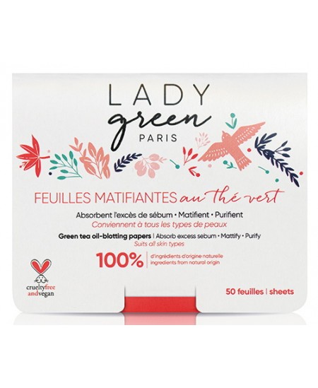 Lady Green - Voile de Perfection Feuilles matifiantes au thé vert 50 feuilles