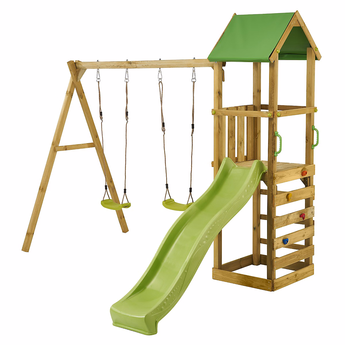 Jeux et loisirs – Aire de jeux bois enfant : plateforme 120 cm avec toboggan WALLI