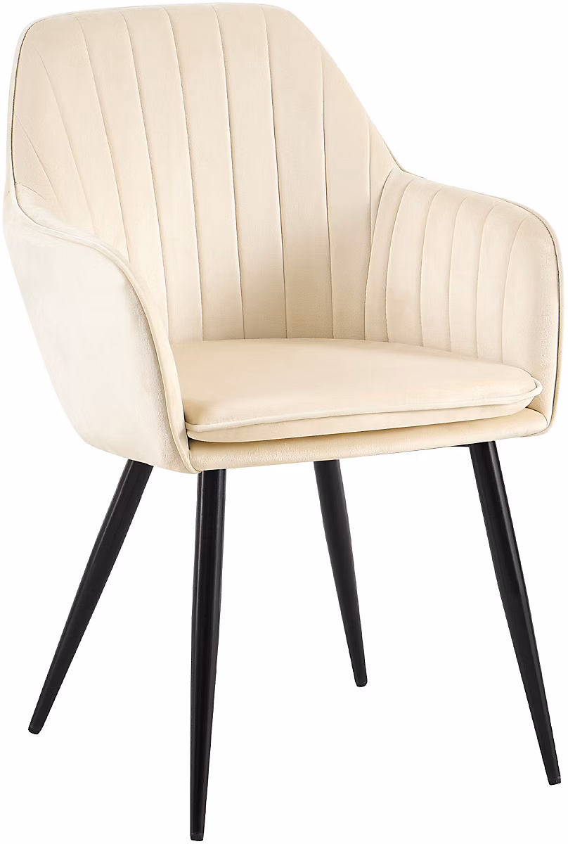 Chaise salle à manger Cheryl velours – fauteuil robuste | charge max. 150 kg Crème/Noir