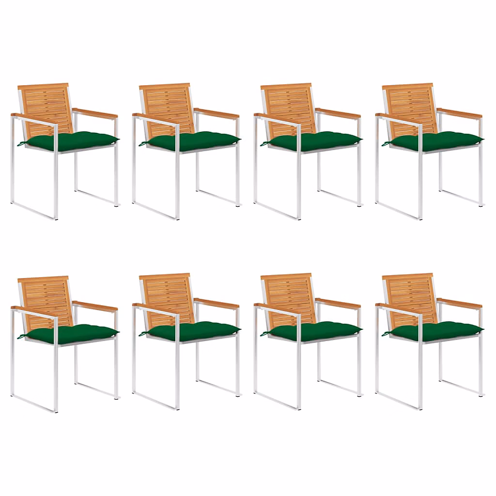 Chaises de jardin avec coussins Bois d'acacia solide vidaXL – lot de 8