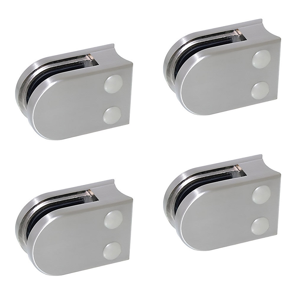 4 x Pince à verre pour tube diam. 42 – 4 modèle 02, Ep. verre 8,76 mm, Inox 304 brossé GR320