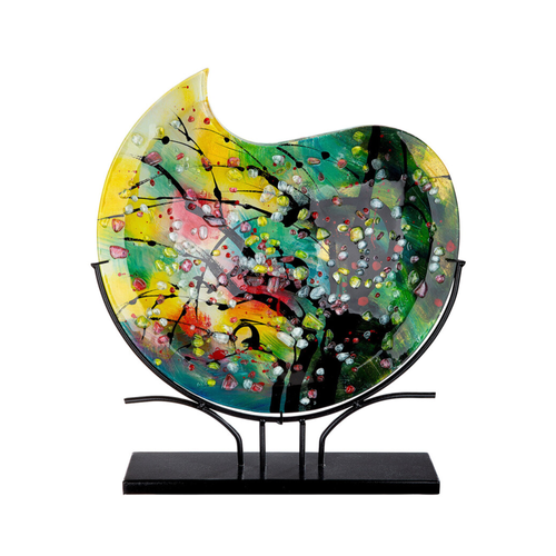 GLASS ART VASE DÉCORATIF ROND 'NICOSIA' - H47CM