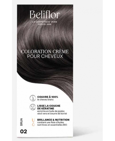 Beliflor Coloration Crème pour Cheveux 02 Brun 200 ml