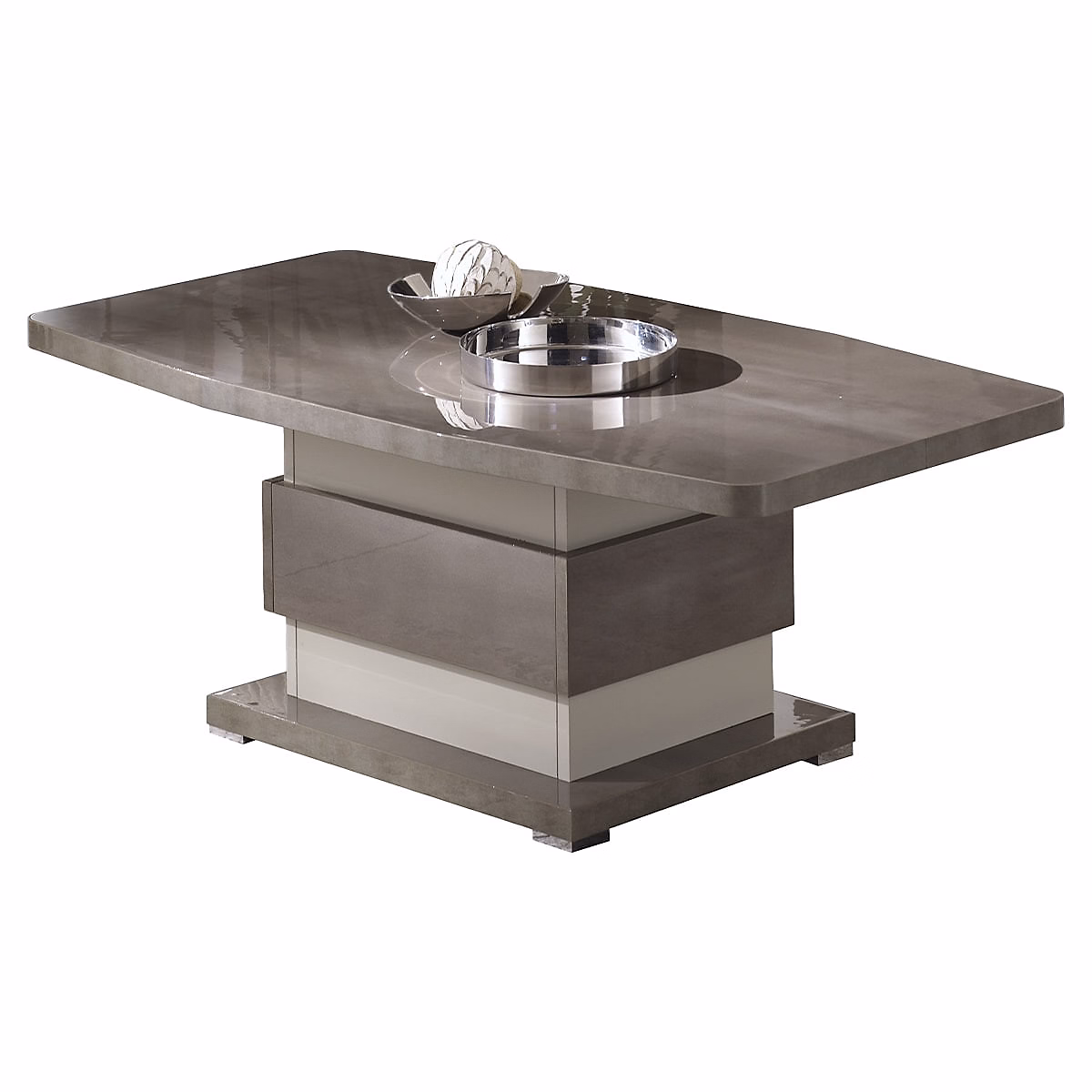 AUXANE – Table Basse Gris Acier Metallisé et Gris Perle Mat