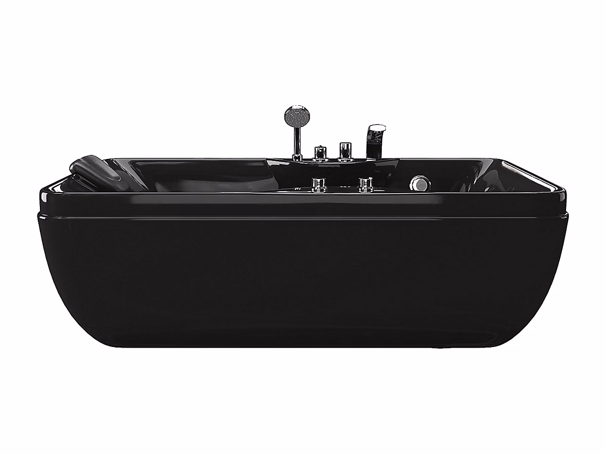 Baignoire balnéo – 150 x 75 x 54 | 5 cm | Noire | Angle droit | 1 place | 140L | GAVINO