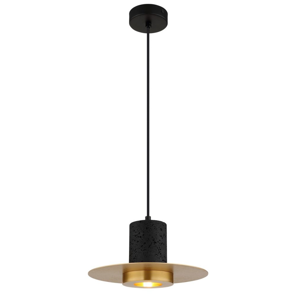 Globo Shanna Suspension LED noir mat et laiton E27