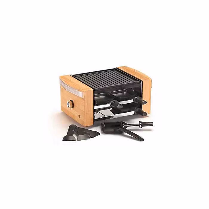 Appareil à raclette – KITCHEN CHEF, KC.WOOD-LUX4, 750 W, 4 personnes, Plaque antiadhésive