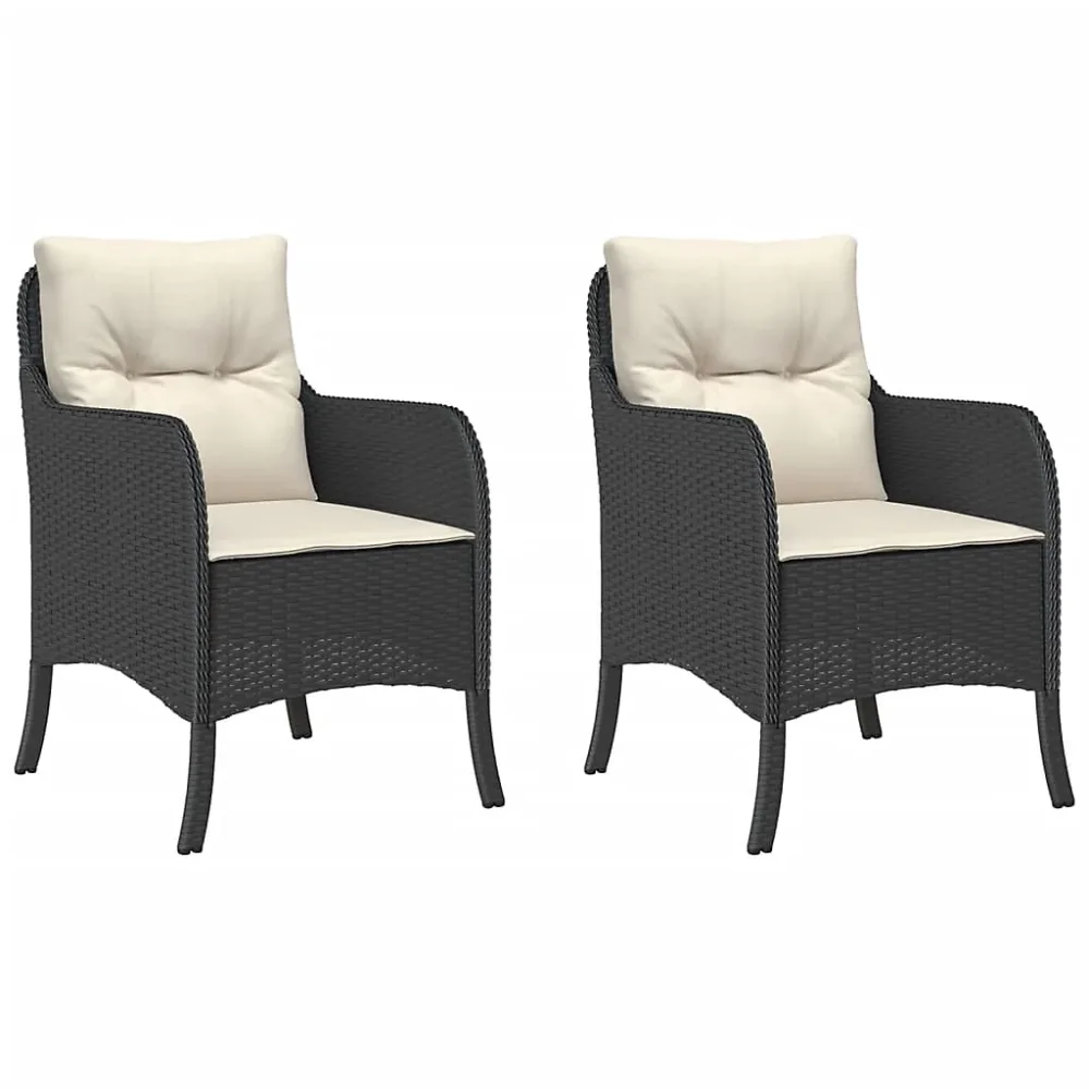 Chaises de jardin avec coussins lot de 2 noir résine tressée vidaXL – Réf. STAMPPCSL2022643474