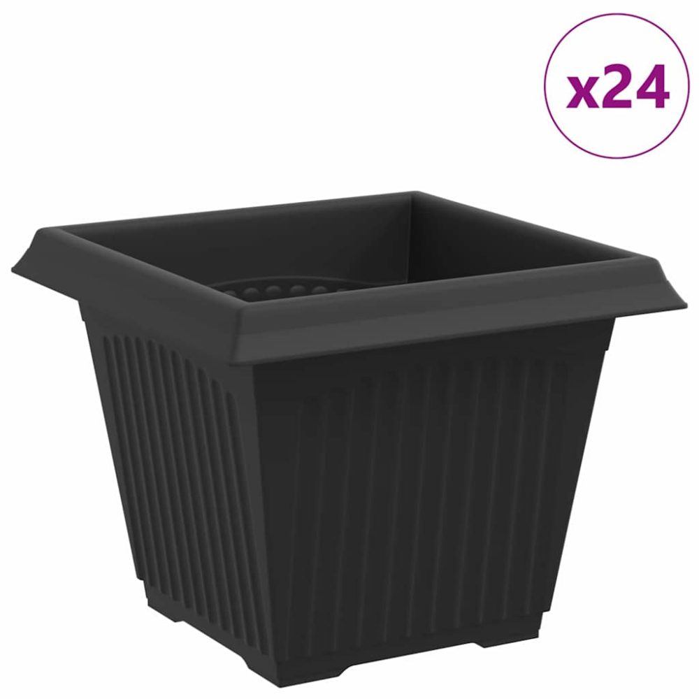 vidaXL Pot de Fleurs Carré 24 pc Noir 33 x 33 x 26 cm Plastique