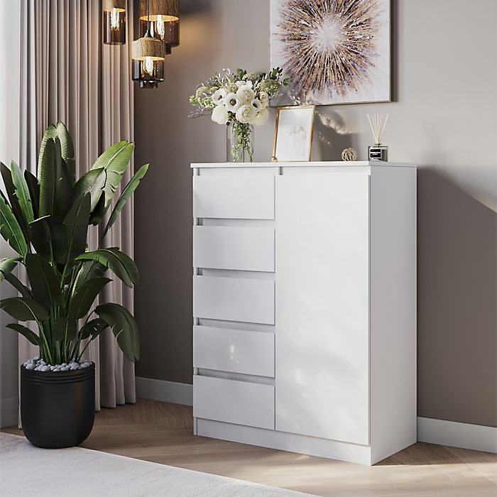 Buffet Komodee SOLA KOM4 Tiroirs Blanc Blanc 43 × 83 × 114 cm