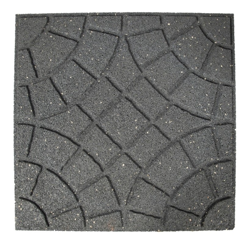Dalle terrasse caoutchouc recyclé aspect pavé gris 45x45 cm