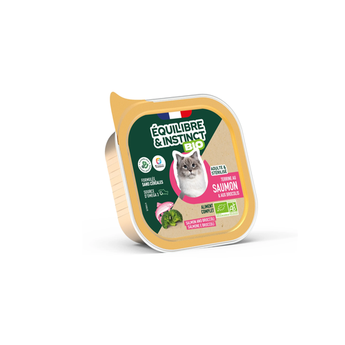 TERRINE POUR CHAT ADULTE & STÉRILISÉ ÉQUILIBRE & INSTINCT® BIO - SAUMON - 85G