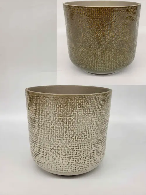 Jardin & nature:Cache-pot coloris vert et blanc Sandstone - 13,5 x 13 cm