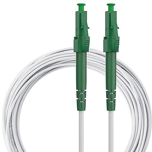 Elfcam – Câble Fibre Optique LC/APC à LC/APC, 10m (Blanc), Jarretière Optique Simplex Monomode 9/125um LSZH