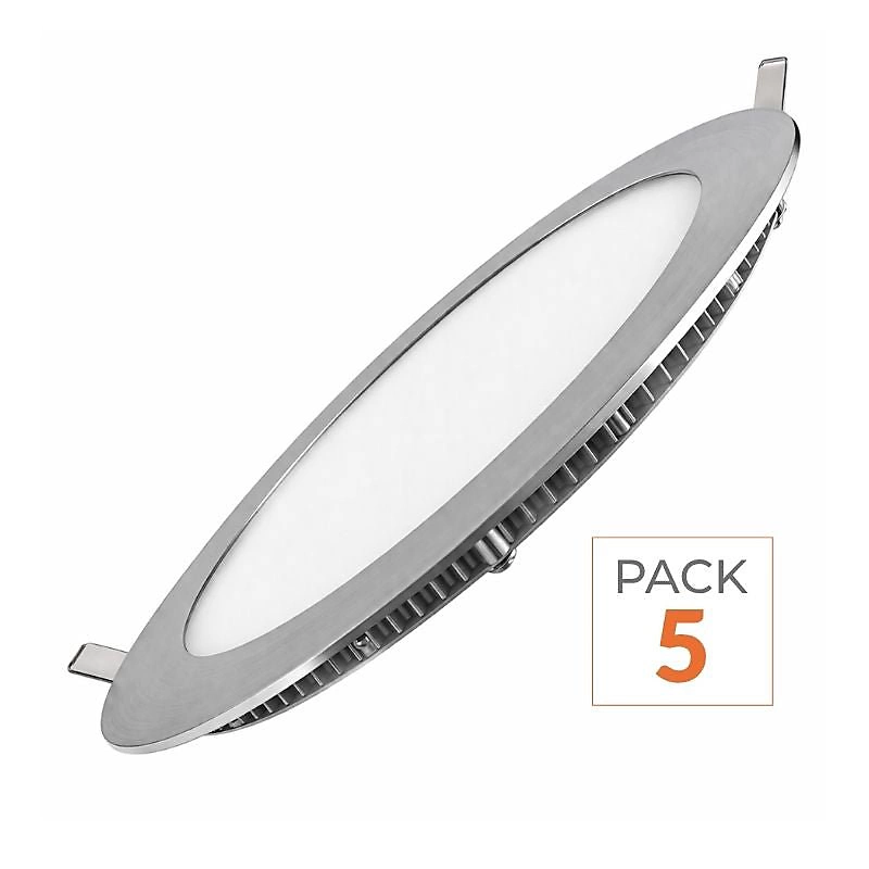 Downlight Dalle LED Extra Plate Ronde ALU 18W – Pack de 5 | Blanc Chaud 2300K | 3500K | SILAMP