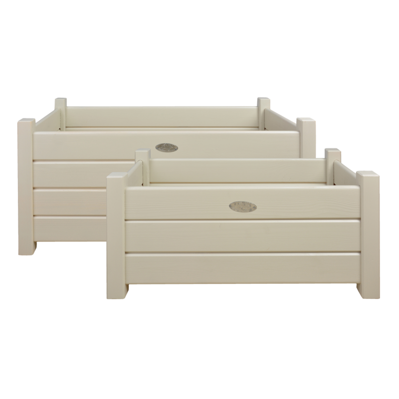 Jardinières rectangulaires en bois - Lot de 2 tailles