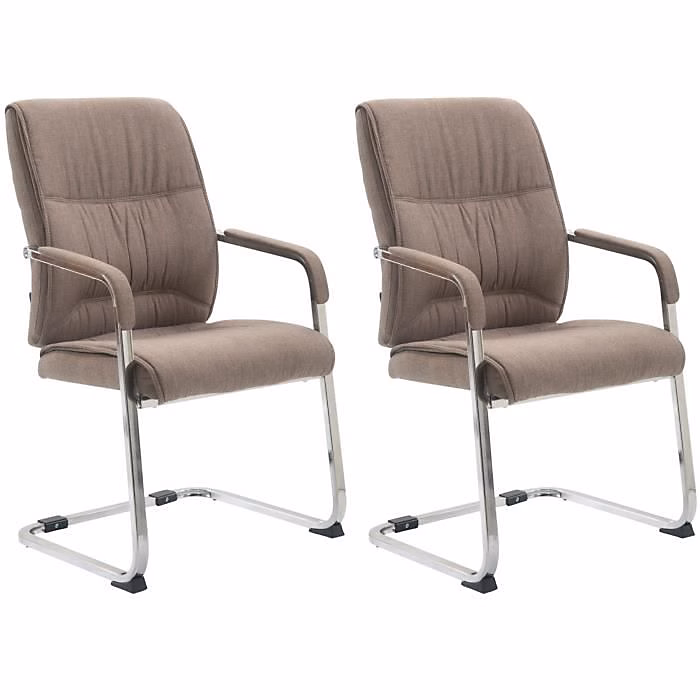 Chaises Cantilever XXL Anubis | CLP – – Tissu Taupe – Accoudoirs – Poids max. 260 kg – lot de 2
