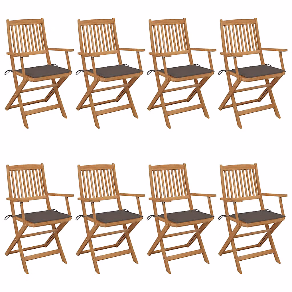 Salon et mobilier de jardin – Chaises pliantes 8 pièces avec coussins en bois d'acacia massif vidaXL