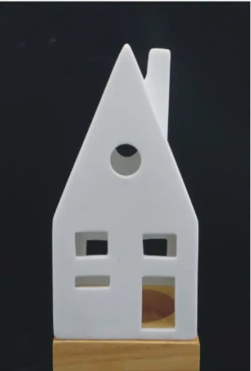 L’allié du jardin：Photophore forme maison en céramique blanche taille S - Ø 6,5 x H 13,5 cm