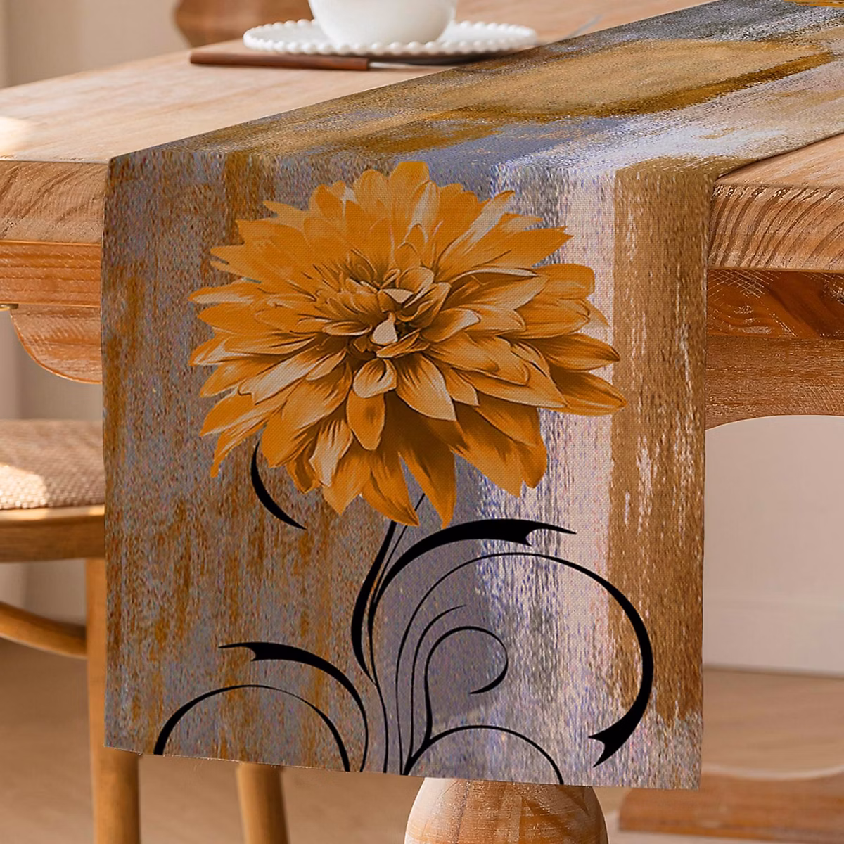 Chemin de table en lin épais 40 × 240 cm brun
