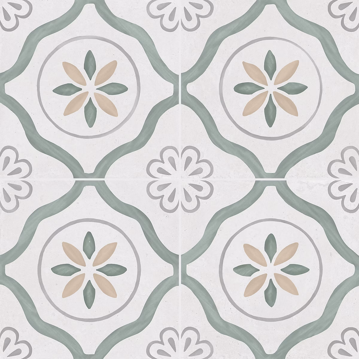 Carrelage effet Carreau ciment Azoria Vert 22 – 3 × 22,3 × 0,9 cm Ventoril, Sol et mur intérieur (vendu par carton de 0,65 m²), RO'MA