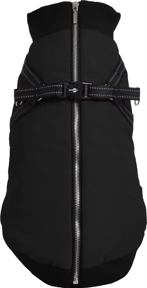 Bien pensé extérieur：Manteau pour chien coloris noir avec harnais intégré Bobby Easy - Taille 34S