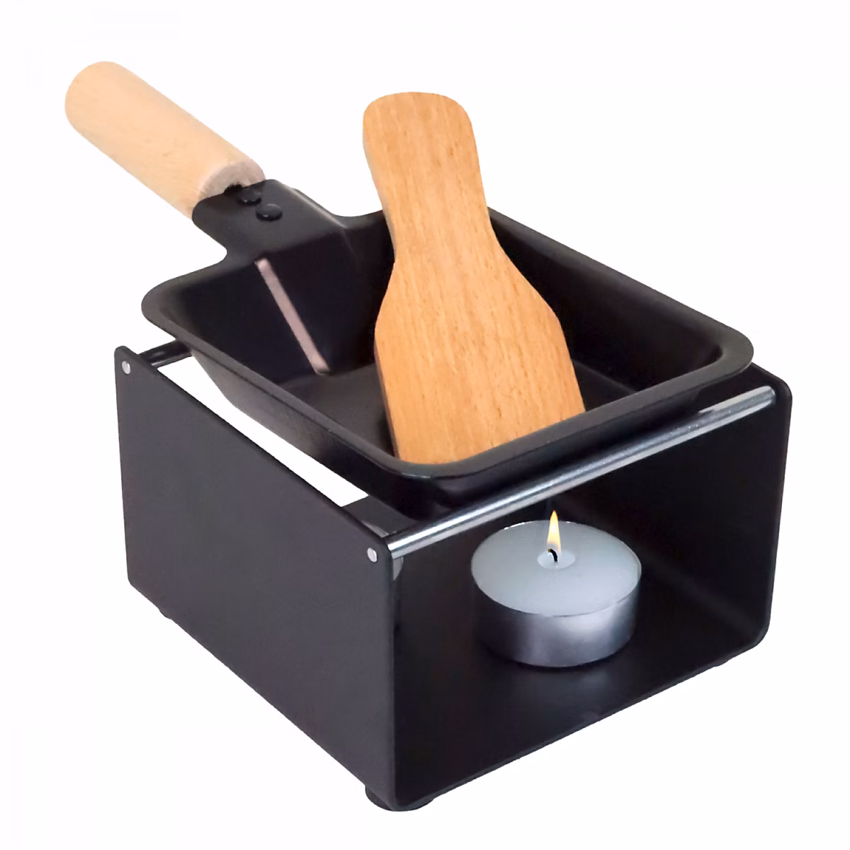 Appareil à raclette à la bougie en métal – spatule et bougies incluses, 1 personne, Linxor