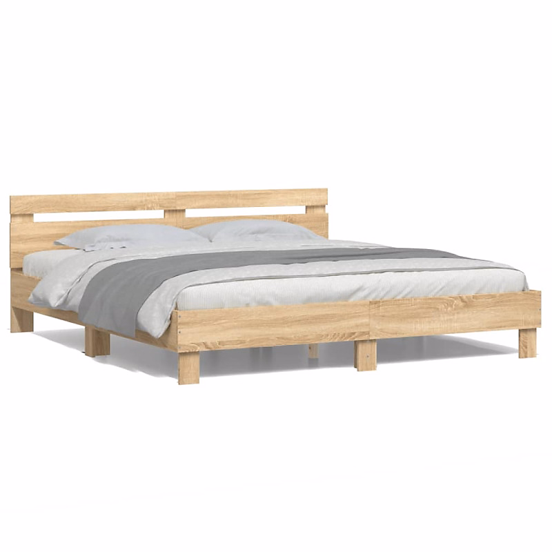 Cadre de lit avec LED sans matelas chêne sonoma 160 × 200 cm