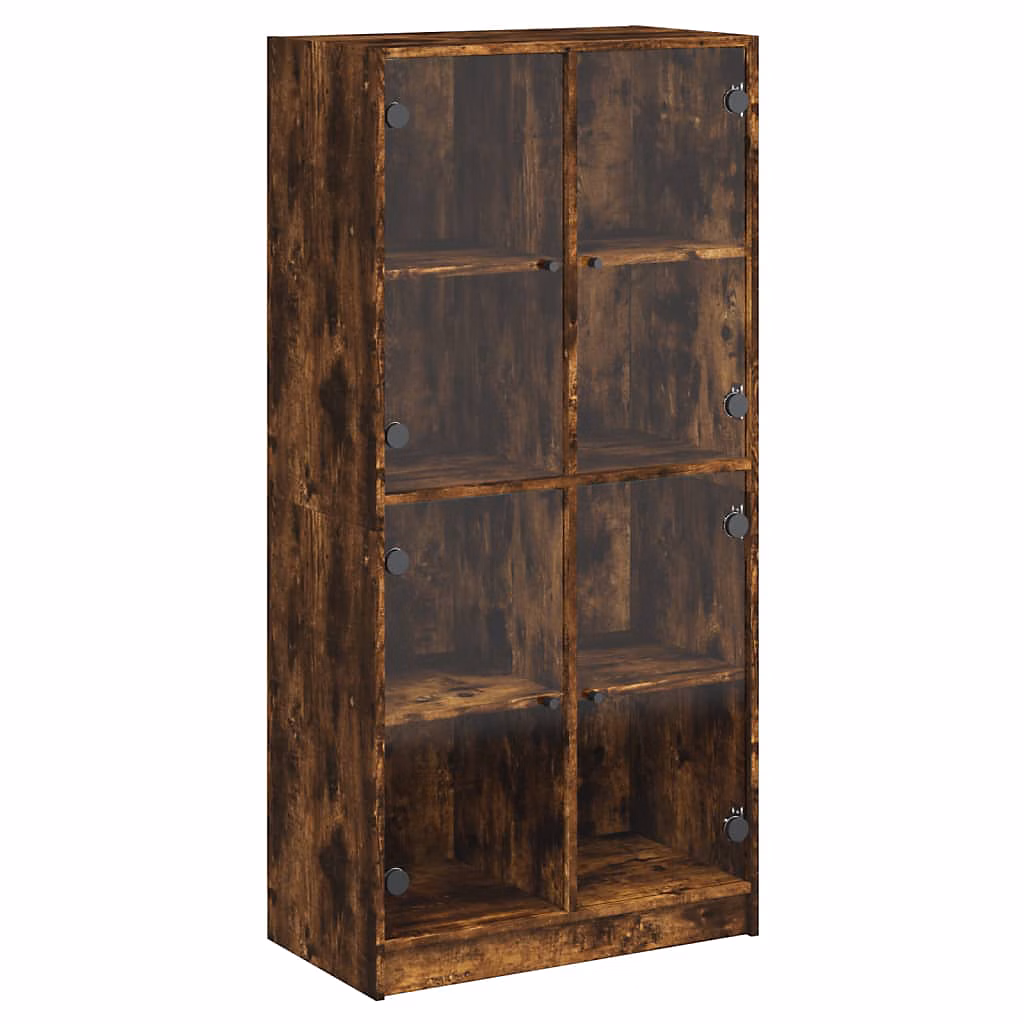 Buffet haut avec portes chêne fumé 68 × 37 × 142 cm bois ingénierie vidaXL