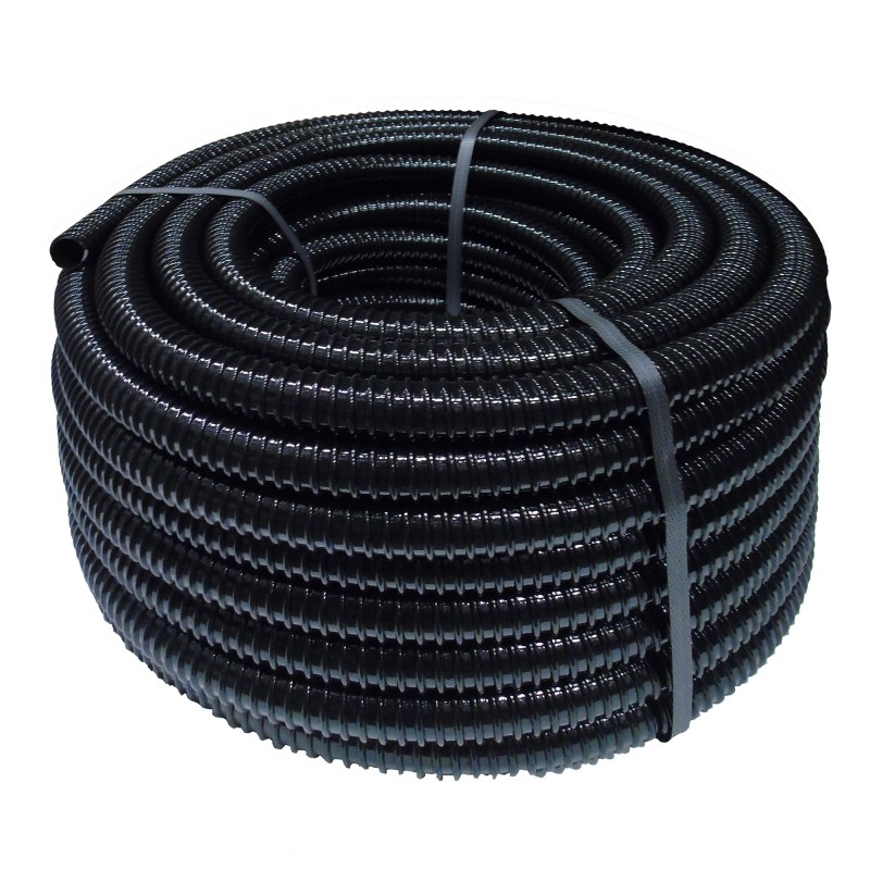 Tuyau cannelé noir pour bassin - rouleau 30m, 6 diamètres