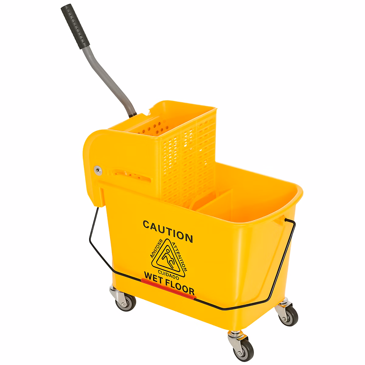 Accessoire de ménage – Chariot de nettoyage lavage seau de ménage 20 L avec essoreur et séparateur eau sale propre jaune