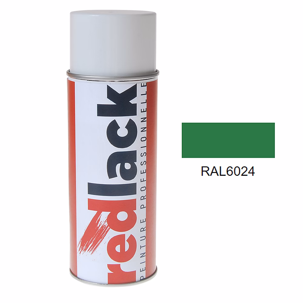 Bombe de peinture Aérosol | spray – 400ml – RAL 6024 Vert signalisation – Satiné – multisupport – Redlack – RAL6024