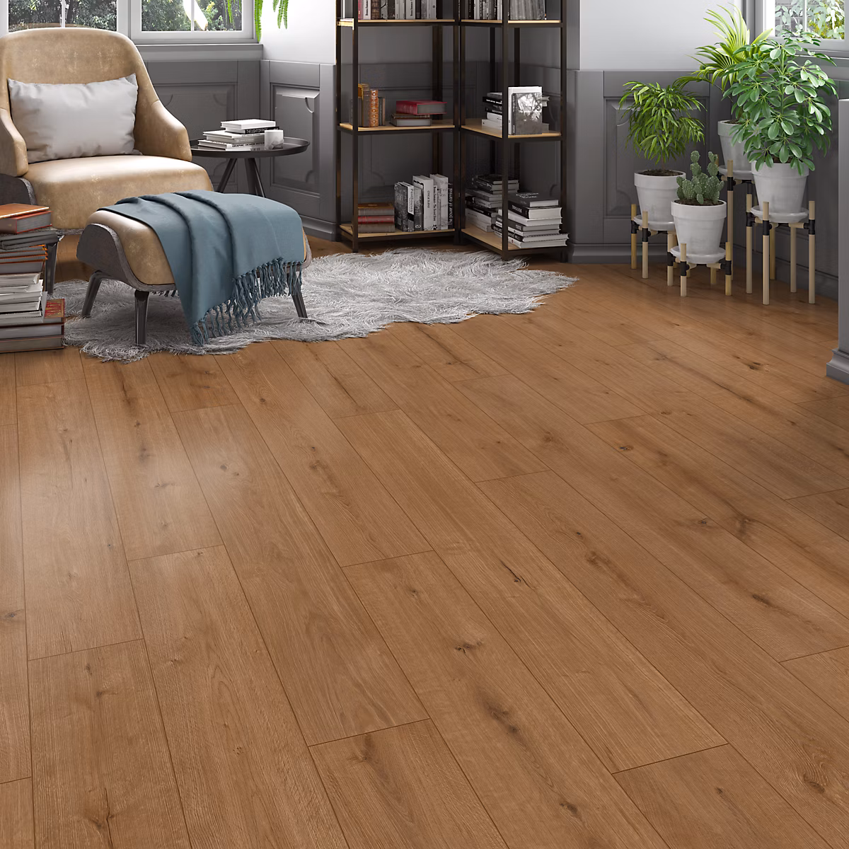 Lame minérale composite clipsable Italo 129 × 20 cm décor noyer GoodHome (vendue au carton)
